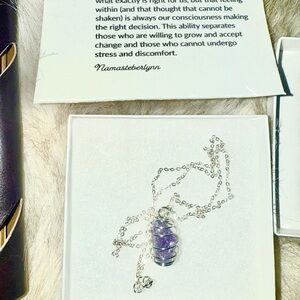 genuine amethyst gemstone necklace with meaning card
